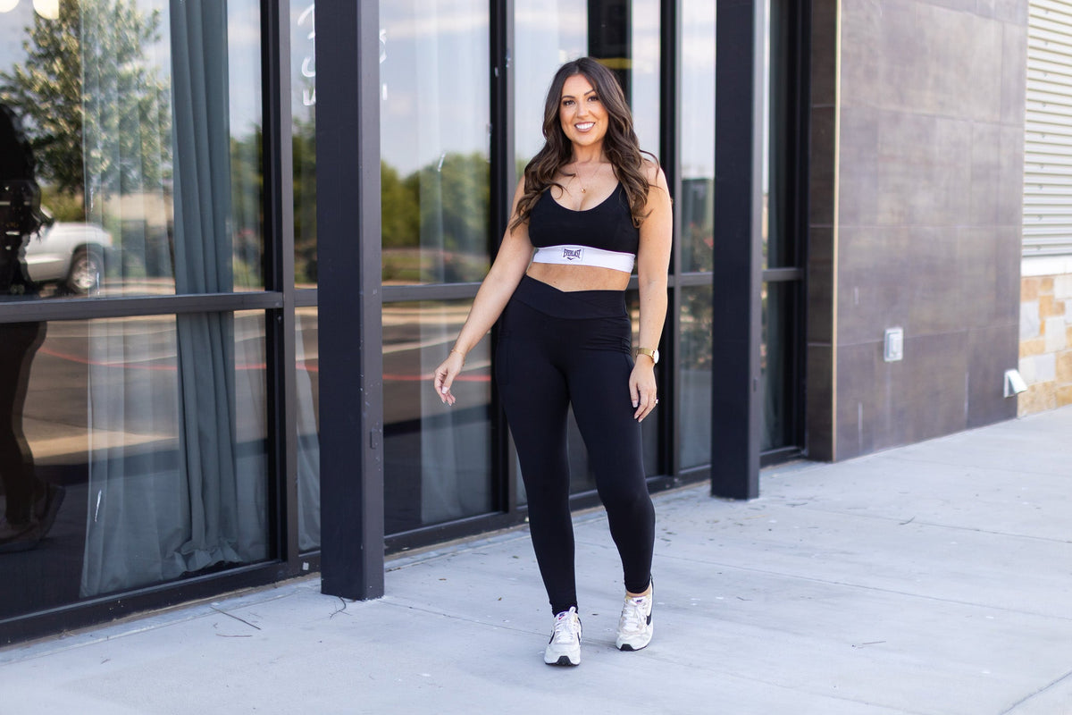 Ready to Ship | The Stephanie - Crossover BLACK Pocket Full Length Leggings Round 5 - Luxe Leggings by Julia Rose®