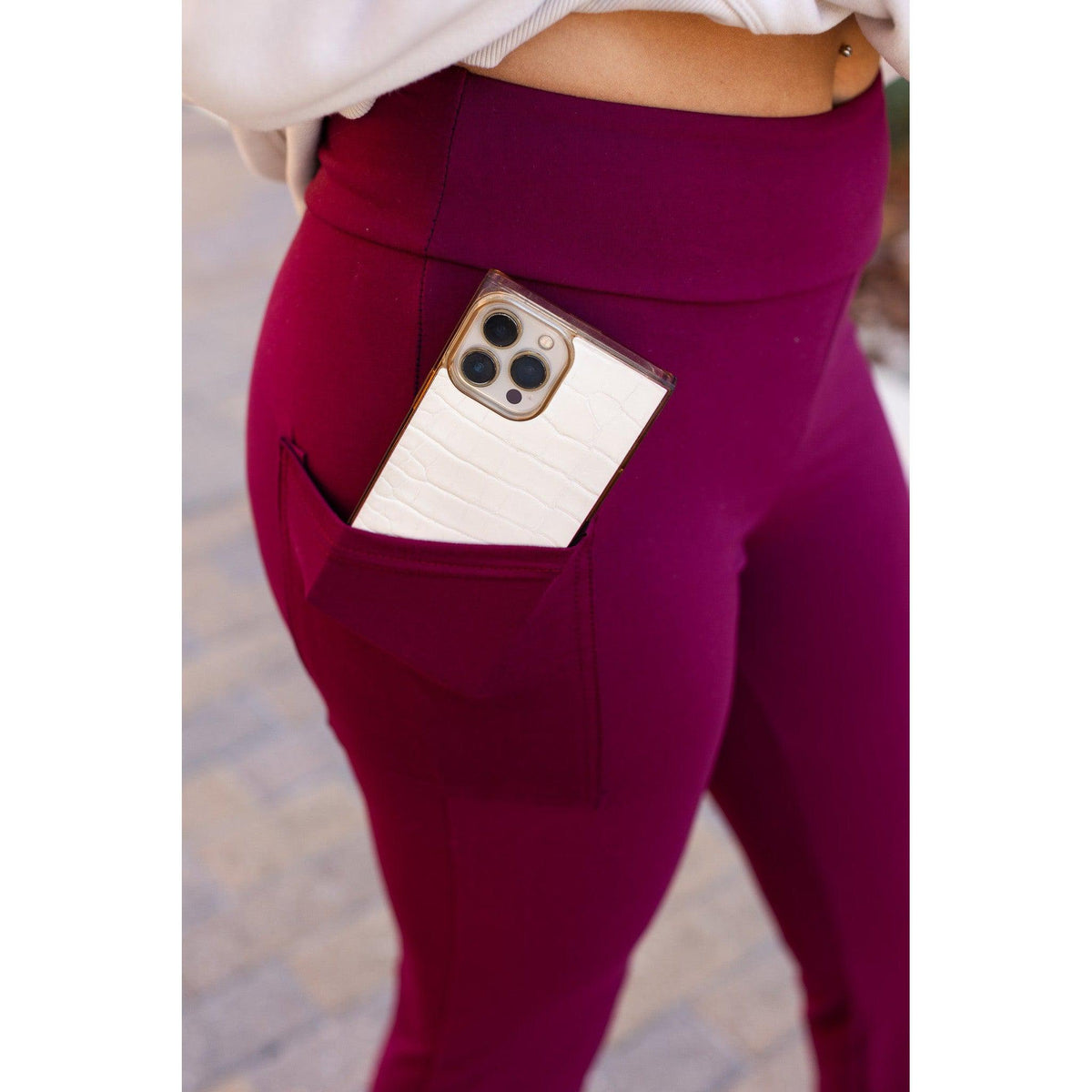 PreOrder | The Maeve - 30" MAROON Bootcut Leggings with Pockets - Round 2
