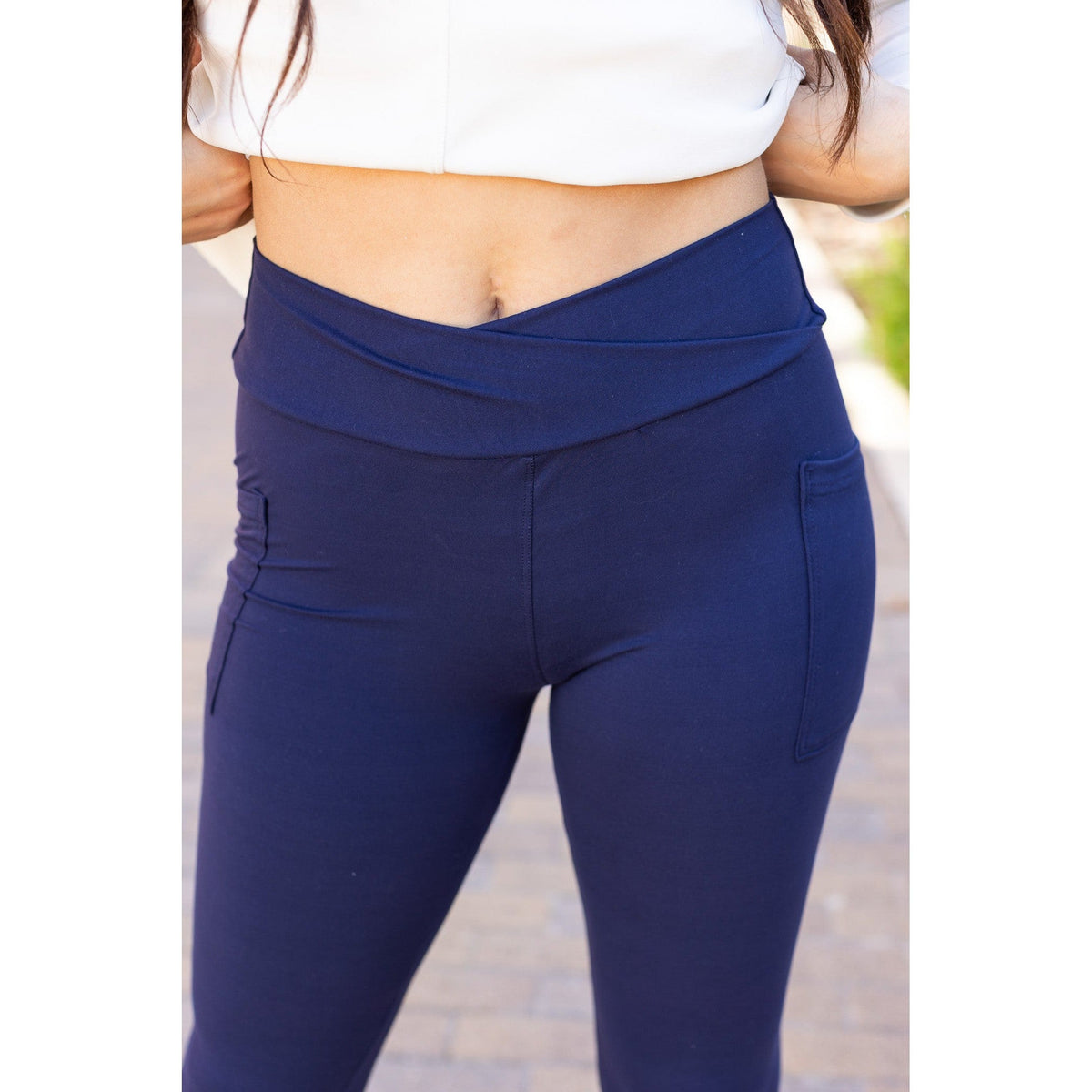 *Ready to Ship | The Nadia - NAVY Crossover Full Length Leggings with Pockets - Luxe Leggings by Julia Rose®