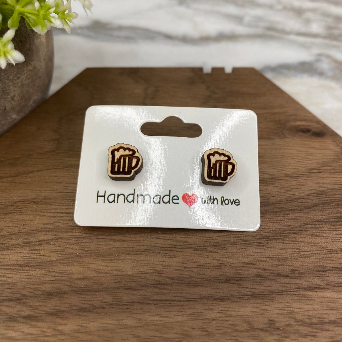 Wooden Stud Earrings - Mug #1