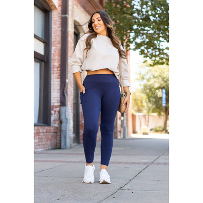 Ready to Ship | The Nyla - Navy Full-Length with Pocket Leggings - Luxe Leggings by Julia Rose®