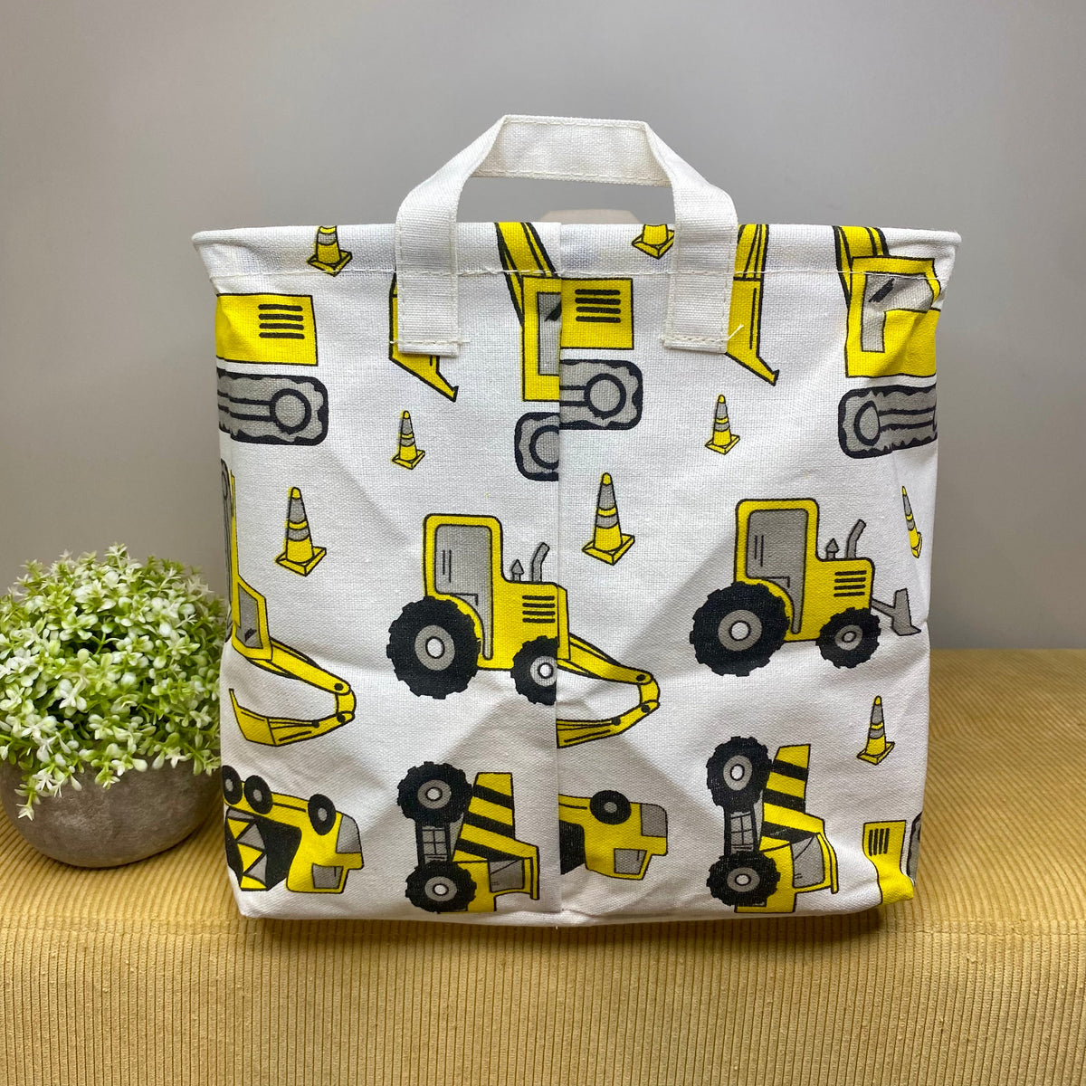 Pop Up Canvas Basket - Construction Trucks