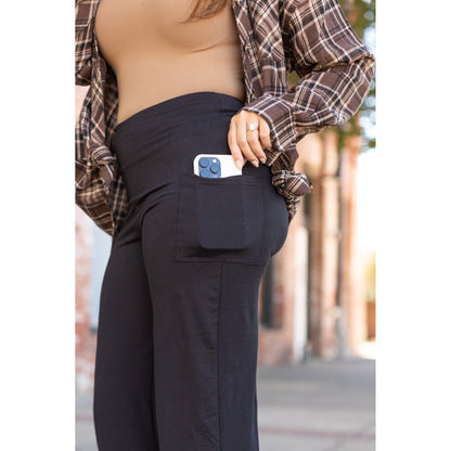 Ready to Ship | The Brooke - Black Wide Leg Full-Length with Pockets Round 2 - Luxe Leggings by Julia Rose®