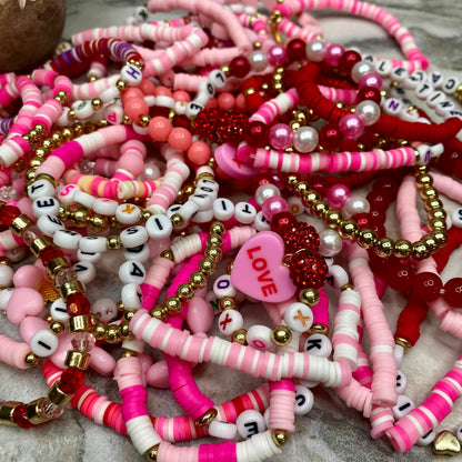 Bracelet - Clay Bead Charm - Love Mix #3