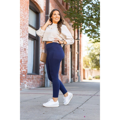 Ready to Ship | The Nyla - Navy Full-Length with Pocket Leggings - Luxe Leggings by Julia Rose®