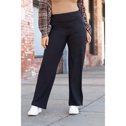 Ready to Ship | The Brooke - Black Wide Leg Full-Length with Pockets Round 2 - Luxe Leggings by Julia Rose®