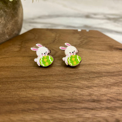 Wooden Stud Earrings - Easter - #5