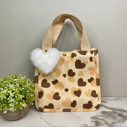 Tote Bag - Heart Brown + Tan
