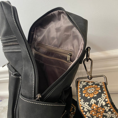 Denim Suede Brooke Backpack + Pouch - PREORDER