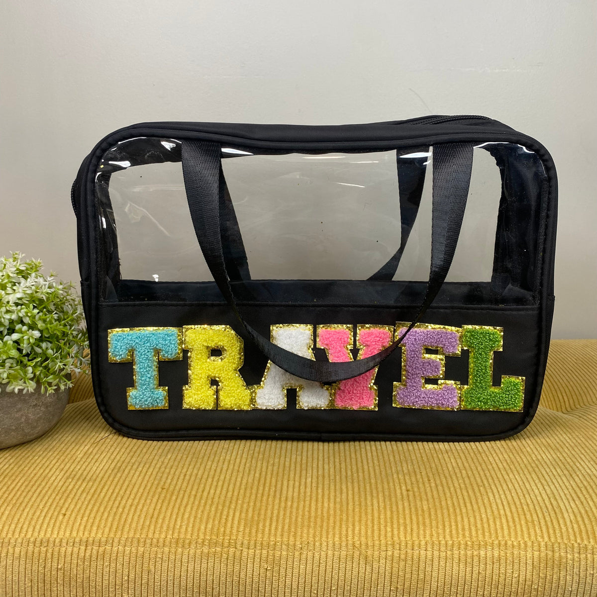 Clear Travel Case - Travel on Black - LAST ONE LEFT