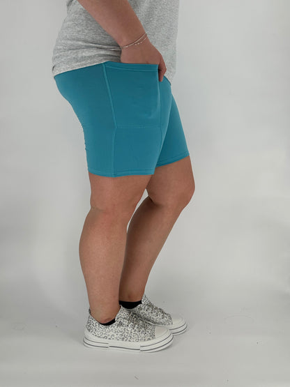 Baby Blue Biker Shorts w/ Pockets