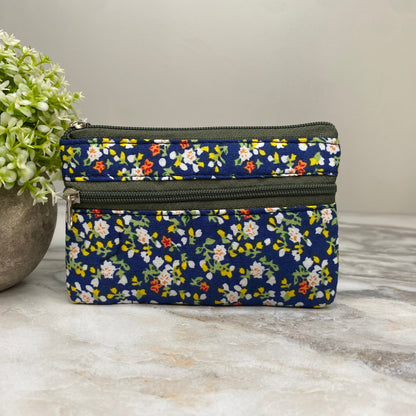 Mini Double Zip Pouch - Floral Designs #3