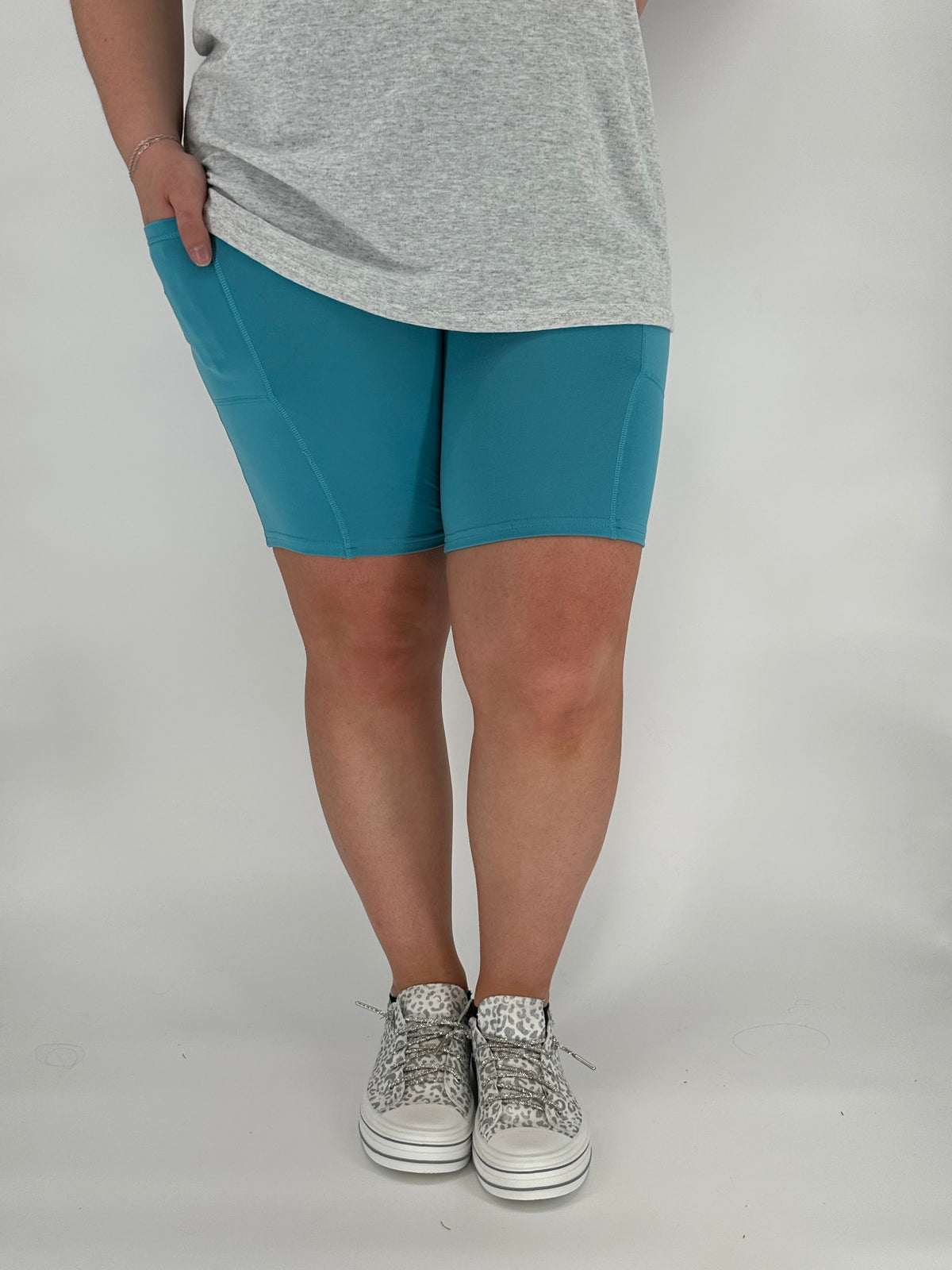 Baby Blue Biker Shorts w/ Pockets