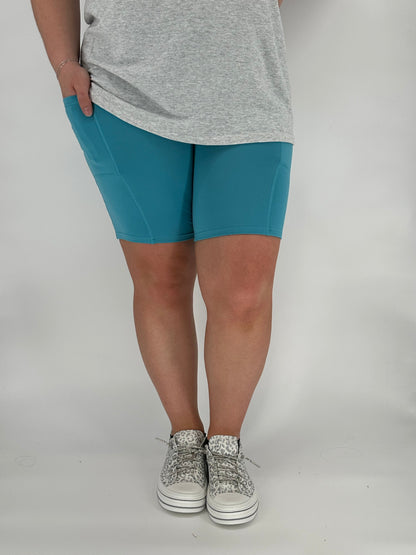 Baby Blue Biker Shorts w/ Pockets