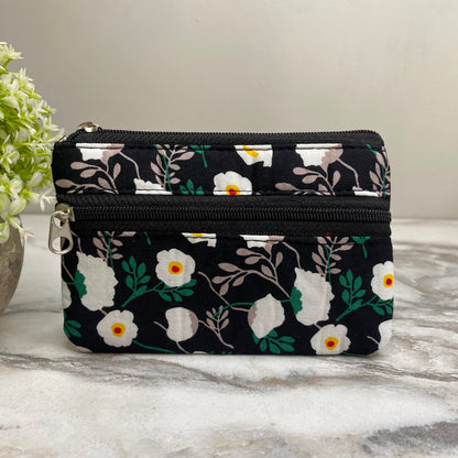 Mini Double Zip Pouch - Floral Designs