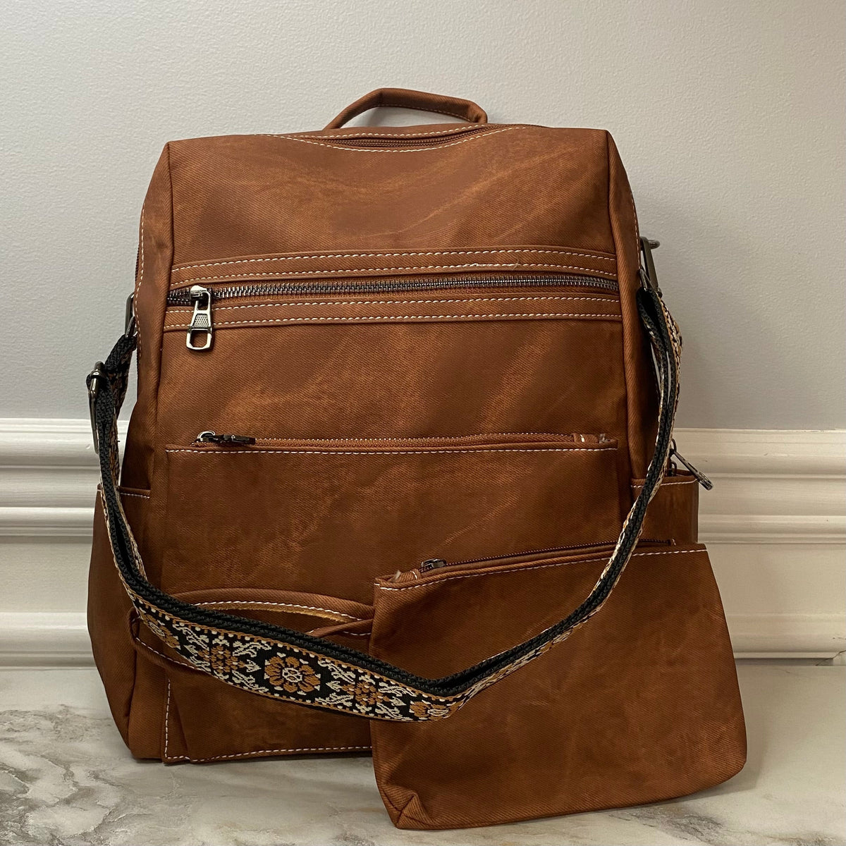 Denim Suede Brooke Backpack + Pouch - PREORDER