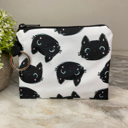 Mini Pouch - Black Cat Heads