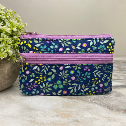 Mini Double Zip Pouch - Floral Designs #3