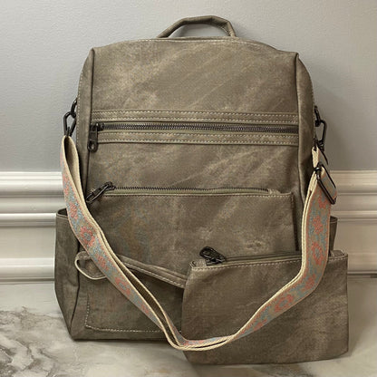 Denim Suede Brooke Backpack + Pouch - PREORDER