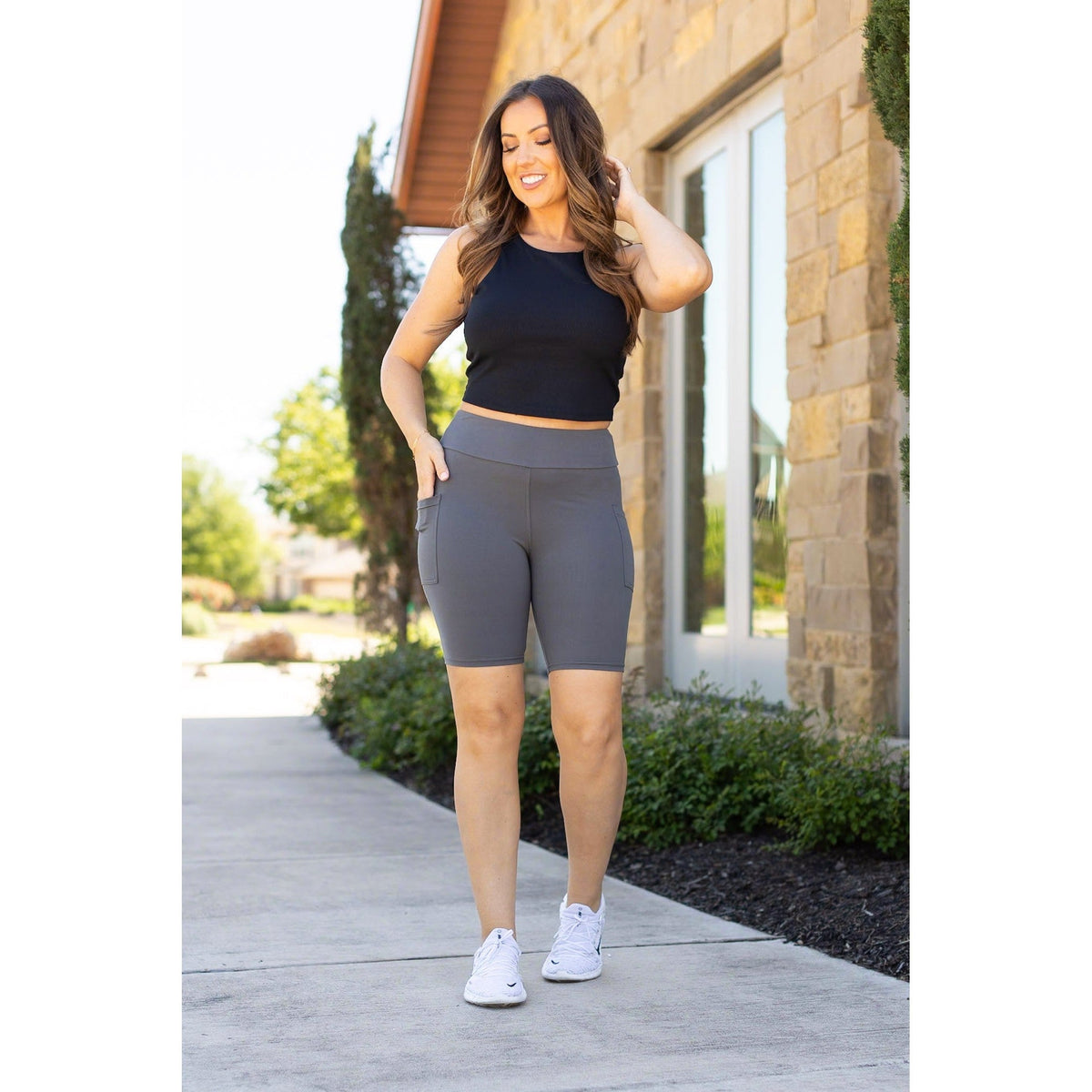 PreOrder  | The Christy -  Charcoal BIKER  SHORTS R2 - Luxe Leggings by Julia Rose®