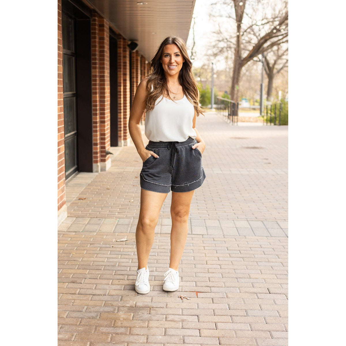 Ready to Ship  | The Emelia Terry Cloth Shorts - Black