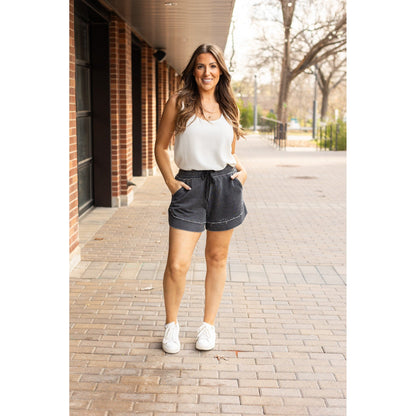Ready to Ship  | The Emelia Terry Cloth Shorts - Black
