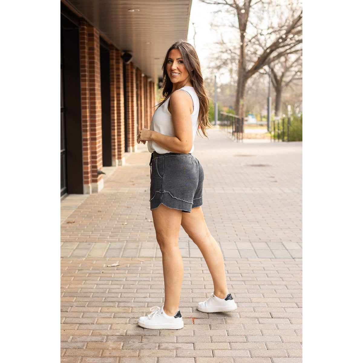 Ready to Ship  | The Emelia Terry Cloth Shorts - Black