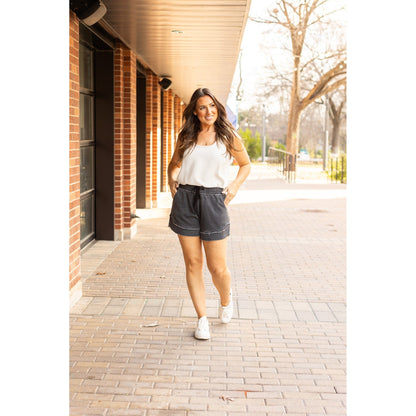 Ready to Ship  | The Emelia Terry Cloth Shorts - Black