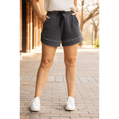 Ready to Ship  | The Emelia Terry Cloth Shorts - Black
