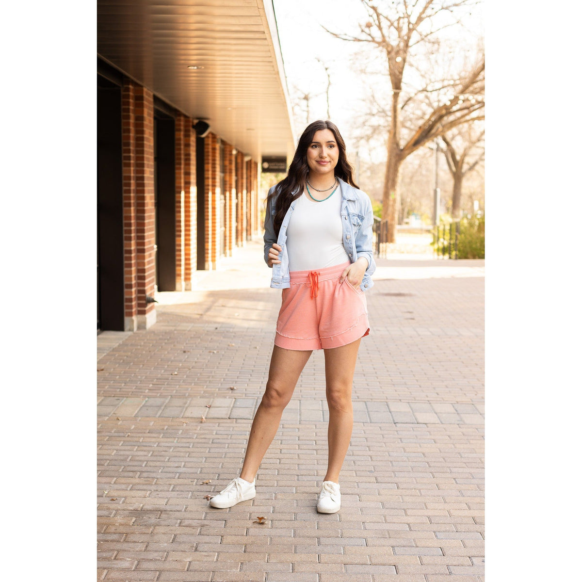 Ready to Ship | The Emelia Terry Cloth Shorts - Pastel Orange
