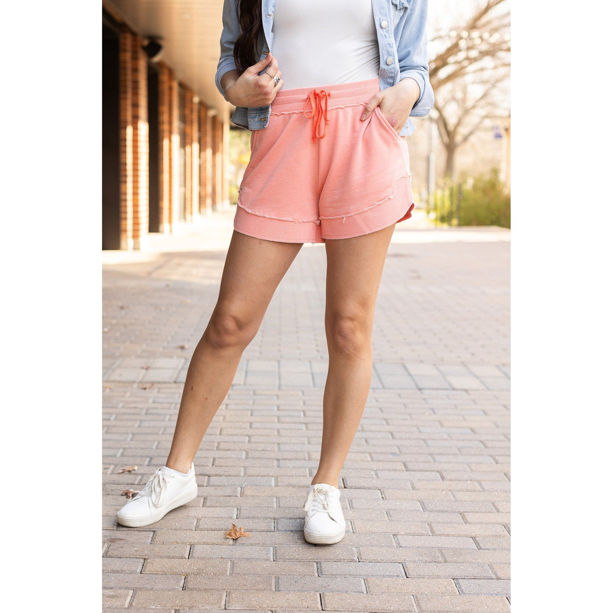Ready to Ship | The Emelia Terry Cloth Shorts - Pastel Orange