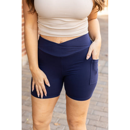 Ready to Ship | The Abby - NAVY Crossover Biker 5" Shorts  R2 - Luxe Leggings by Julia Rose®