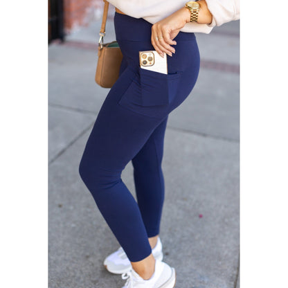 Ready to Ship | The Nyla - Navy Full-Length with Pocket Leggings - Luxe Leggings by Julia Rose®