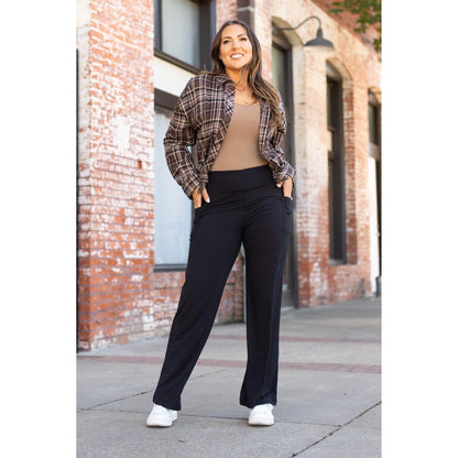 Ready to Ship | The Brooke - Black Wide Leg Full-Length with Pockets Round 2 - Luxe Leggings by Julia Rose®