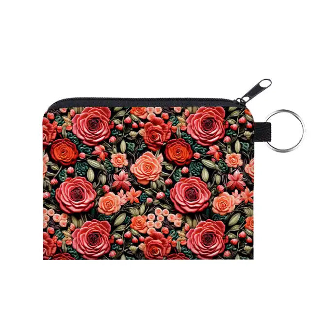 Mini Backpack, Pouch, & Mini Pouch Bundled Set - Embroidery Rose Floral
