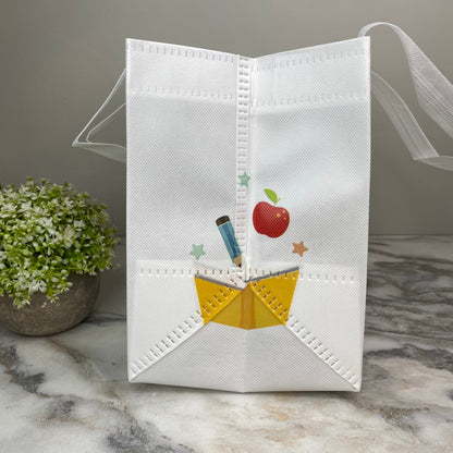 Reusable Tote Bag - Teacher - Big Heart on White