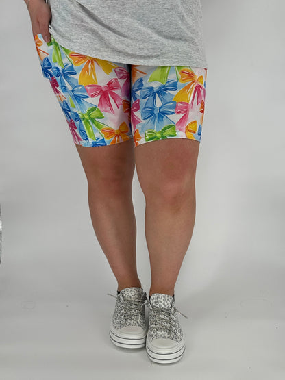 Rainbow Bow Biker Shorts w/ Pockets