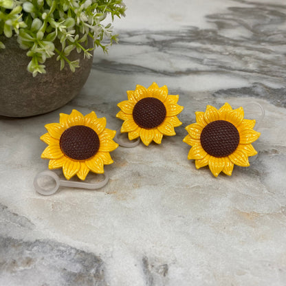 Acrylic & Silicone Straw Toppers Tumbler - Sunflower