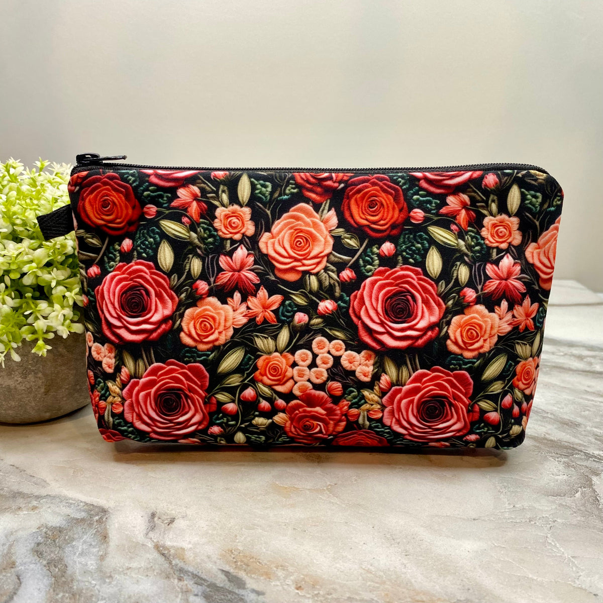 Mini Backpack, Pouch, & Mini Pouch Bundled Set - Embroidery Rose Floral