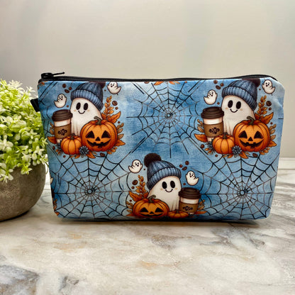 Pouch & Mini Pouch Bundled Set - Fall Pumpkin Ghostie