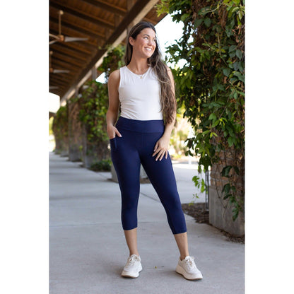 Ready to Ship  |  The Nova - Navy CAPRI with Pocket   - Luxe Leggings by Julia Rose®