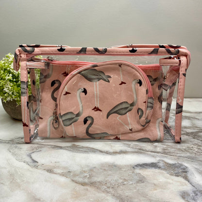 Trio Set Pouch + Clamshell - Flamingo