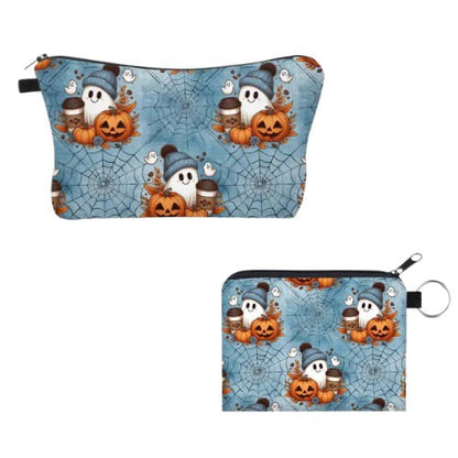 Pouch & Mini Pouch Bundled Set - Fall Pumpkin Ghostie
