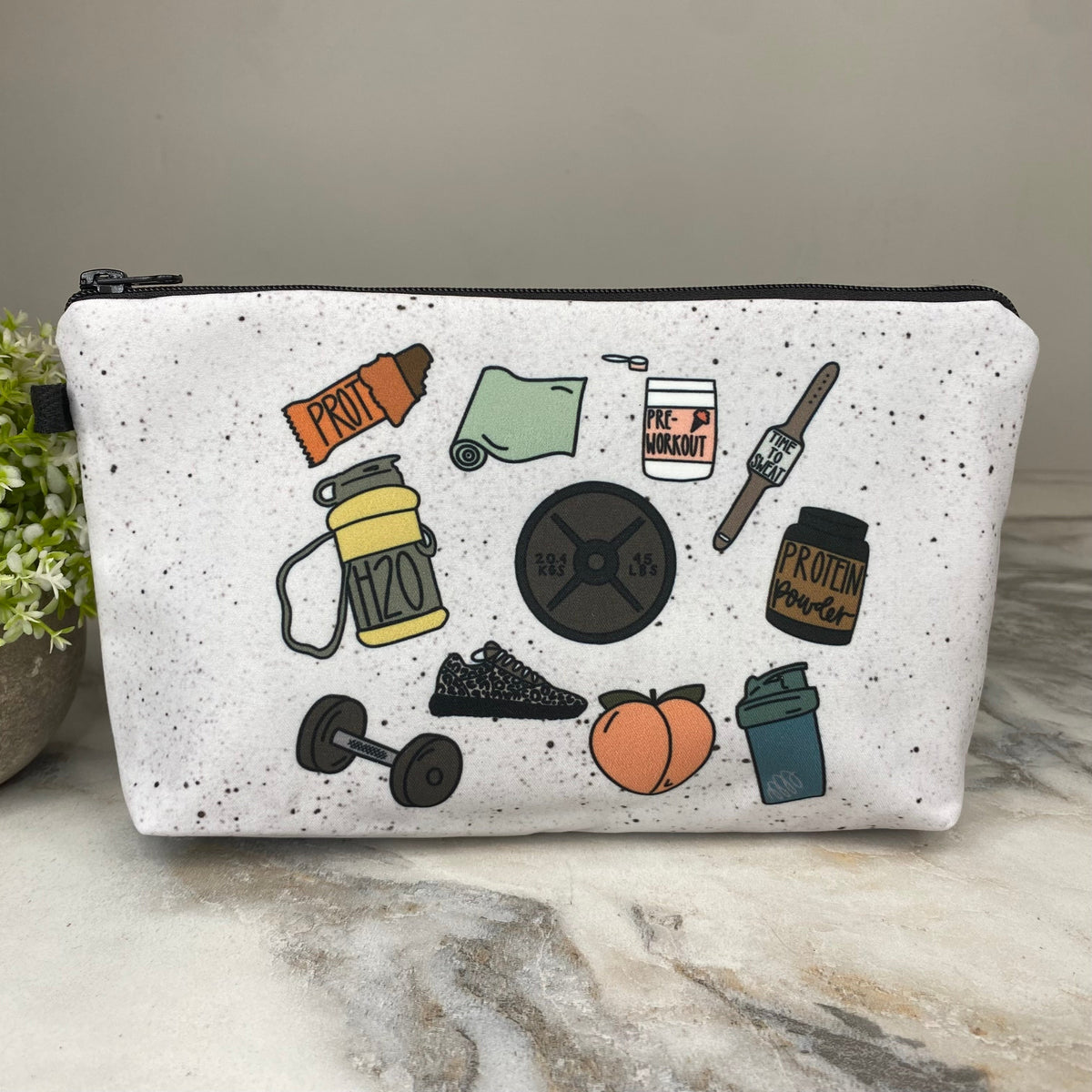 Pouch - Gym Workout on Speckled Grey