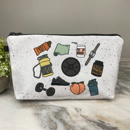 Pouch - Gym Workout on Speckled Grey