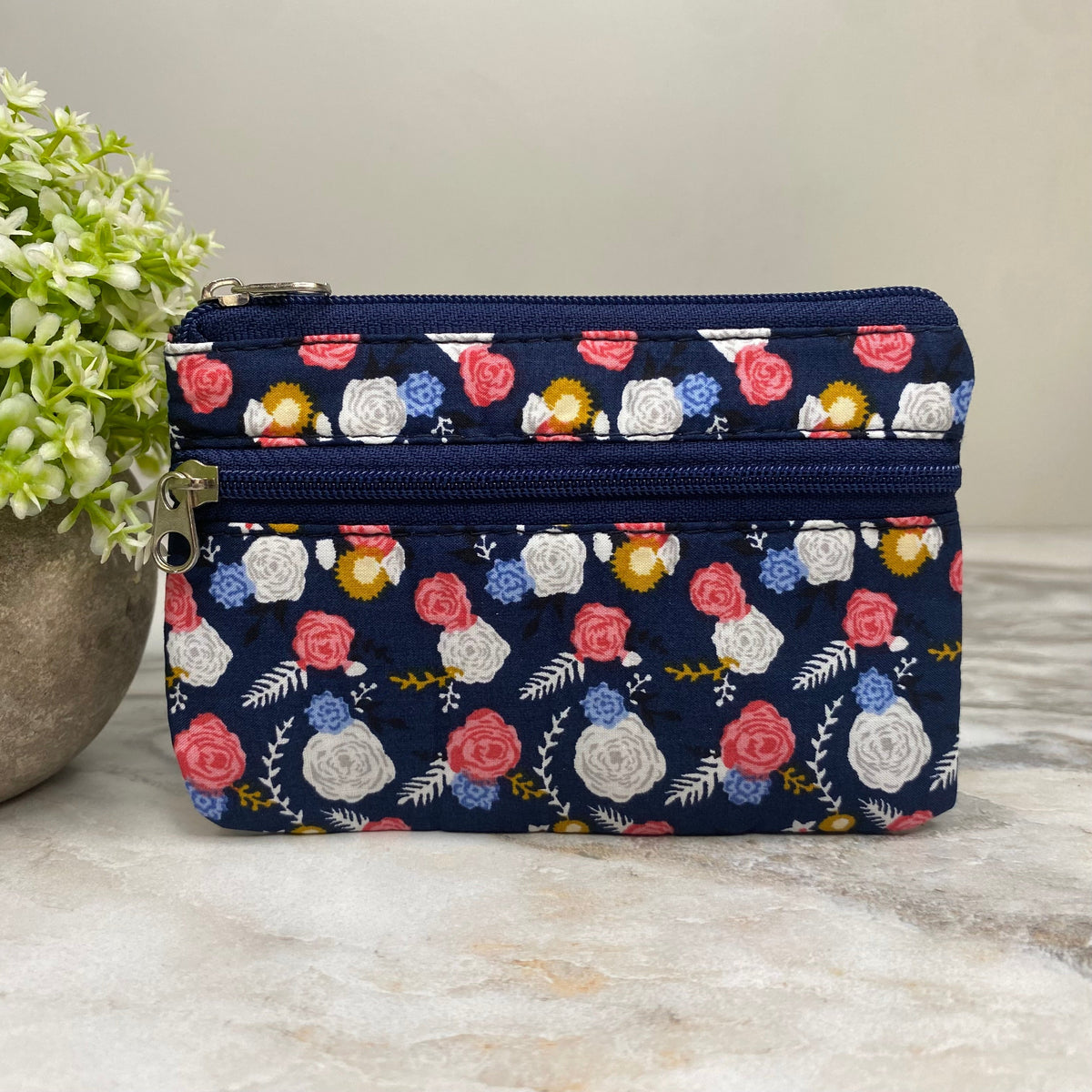 Mini Double Zip Pouch - Floral Designs #3