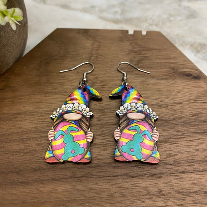 Wood Dangle Earring - Easter - #9