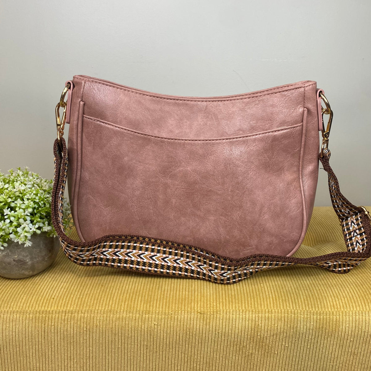 Rachael Crossbody Purse - Fabric Strap - Blush - LAST ONE LEFT