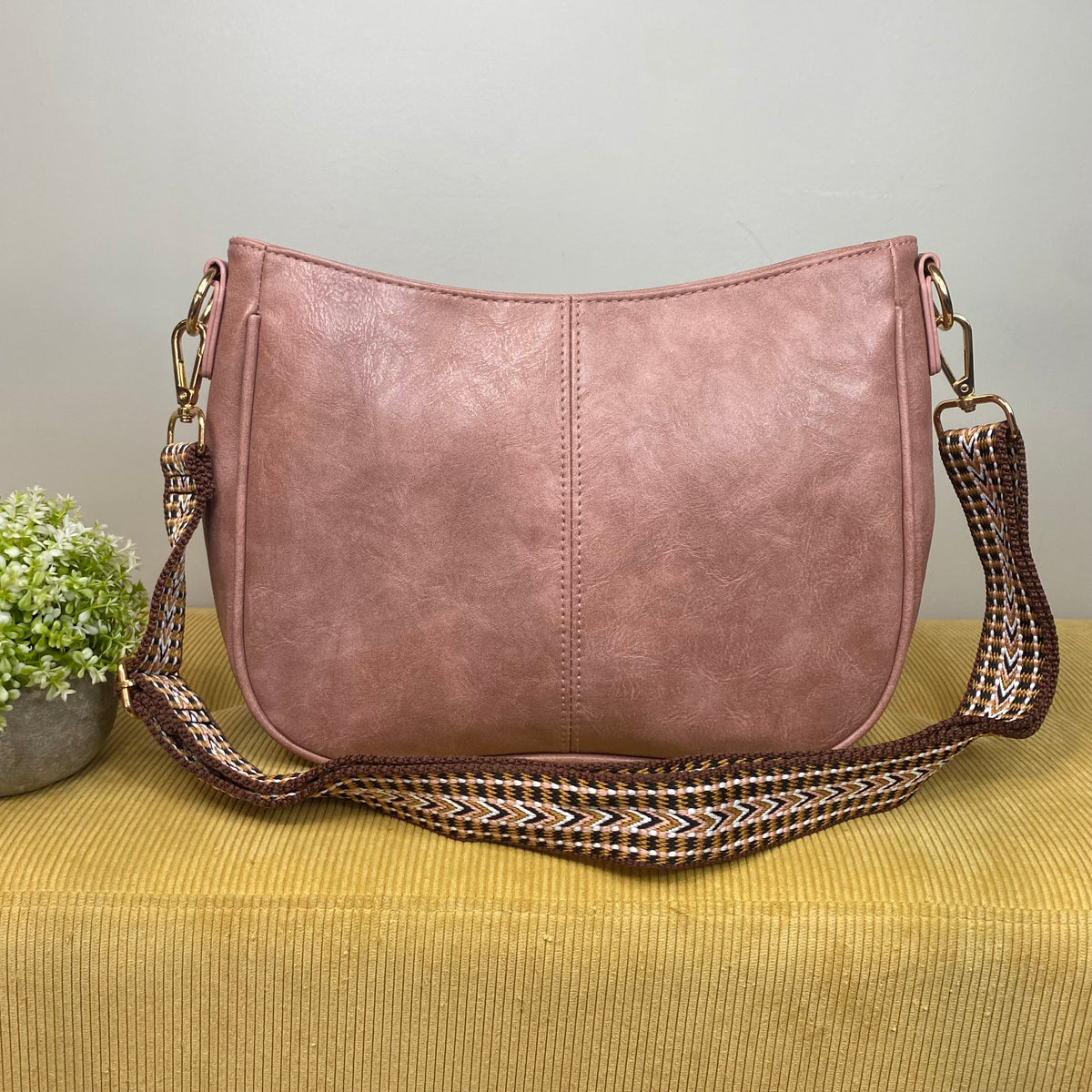 Rachael Crossbody Purse - Fabric Strap - Blush - LAST ONE LEFT
