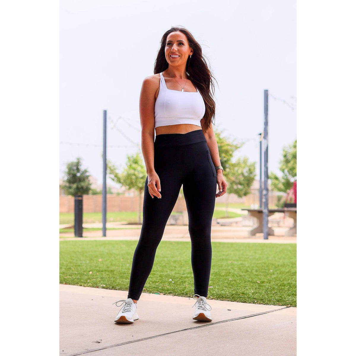 Ready to Ship |  The Stephanie - Crossover BLACK Pocket Full Length Leggings Round 5  - Luxe Leggings by Julia Rose®